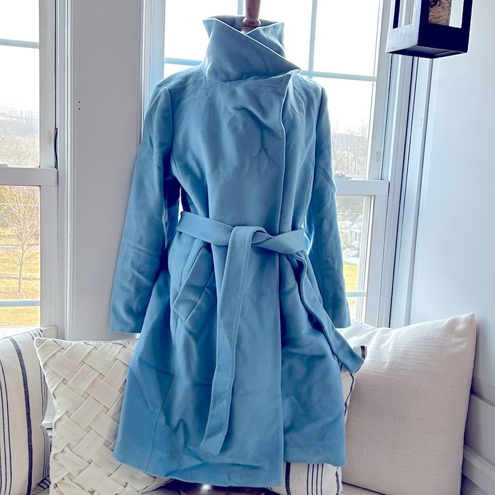 Ann Taylor Sky Blue Trench Coat with Belt